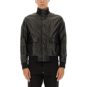 MOORER Men's Leather Bomber Jacket Men BLACK Outerwear